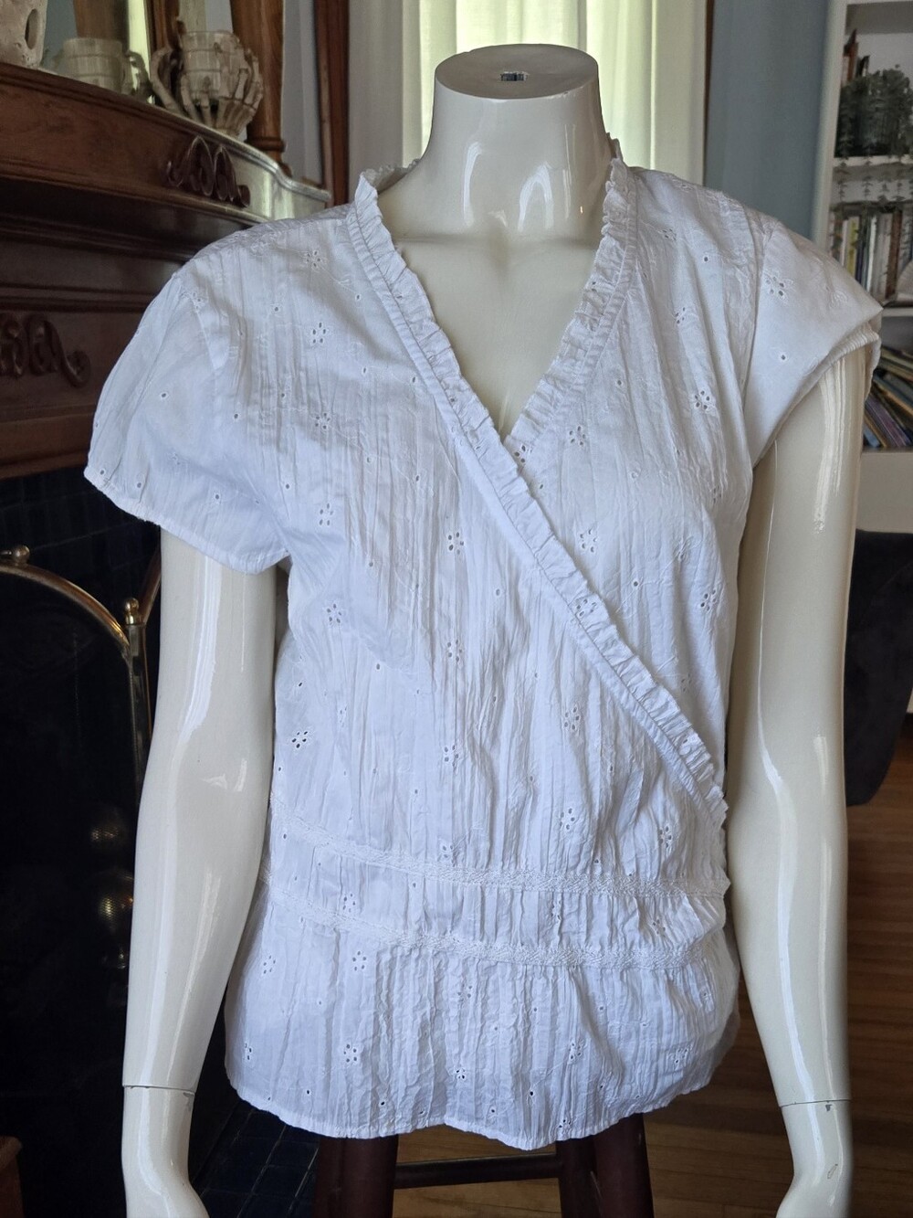 PXL Sonoma White Eyelet Wrap Shirt